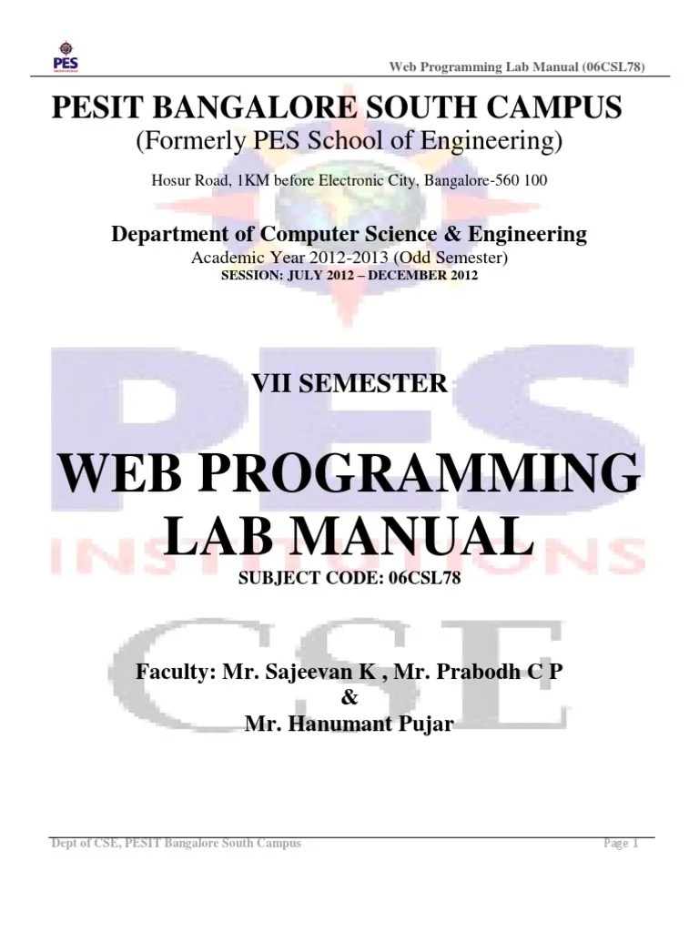 Web Lab Manual | PDF | Xhtml | Html