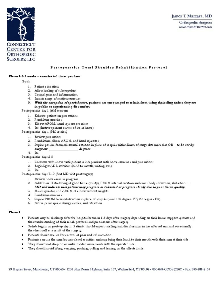 Total Shoulder Rehab Protocol | PDF | Anatomical Terms Of Motion | Shoulder