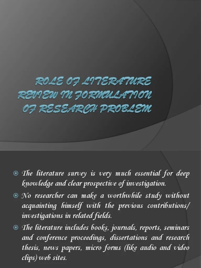 Role Of Literature Review In Formulation Of Research | PDF | Literature ...