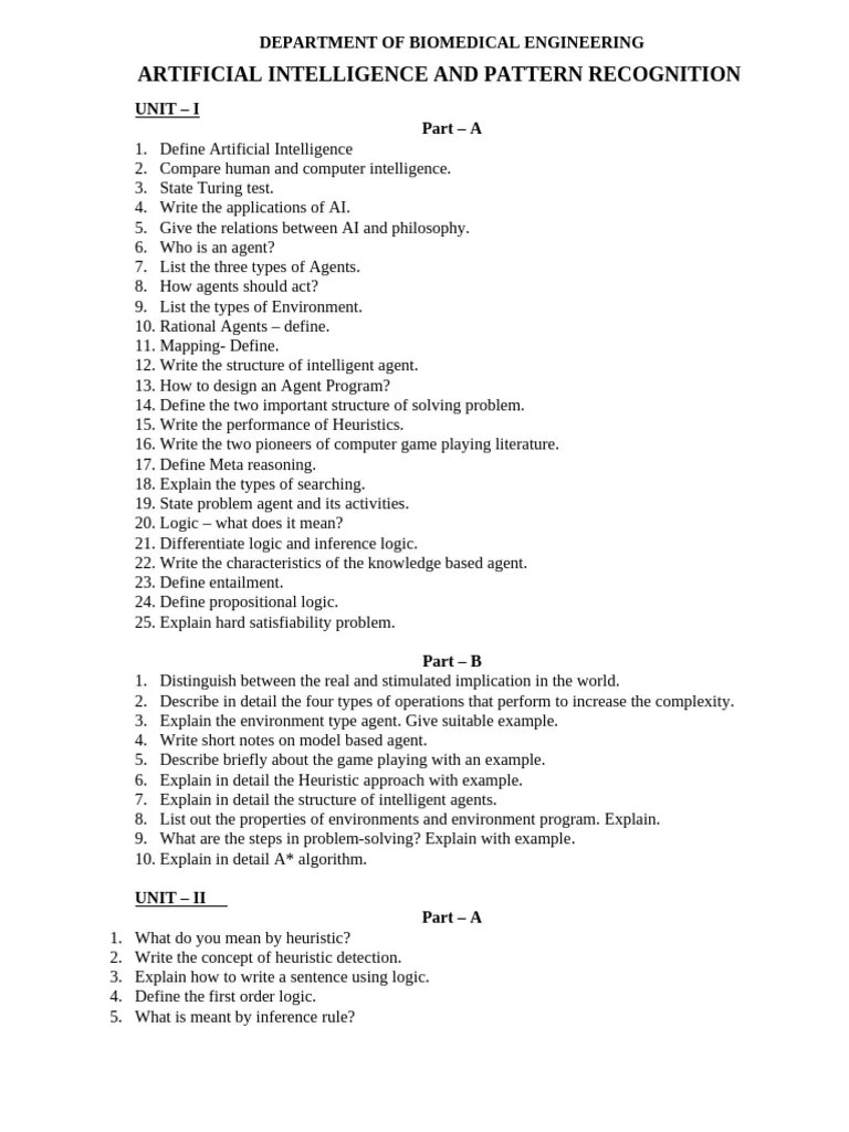 Artificial Intelligence And Pattern Recognition Question Bank | PDF | Pattern Recognition ...