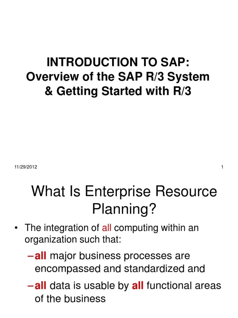 Introduction To Sap: Overview Of The SAP R/3 System & Getting Started ...