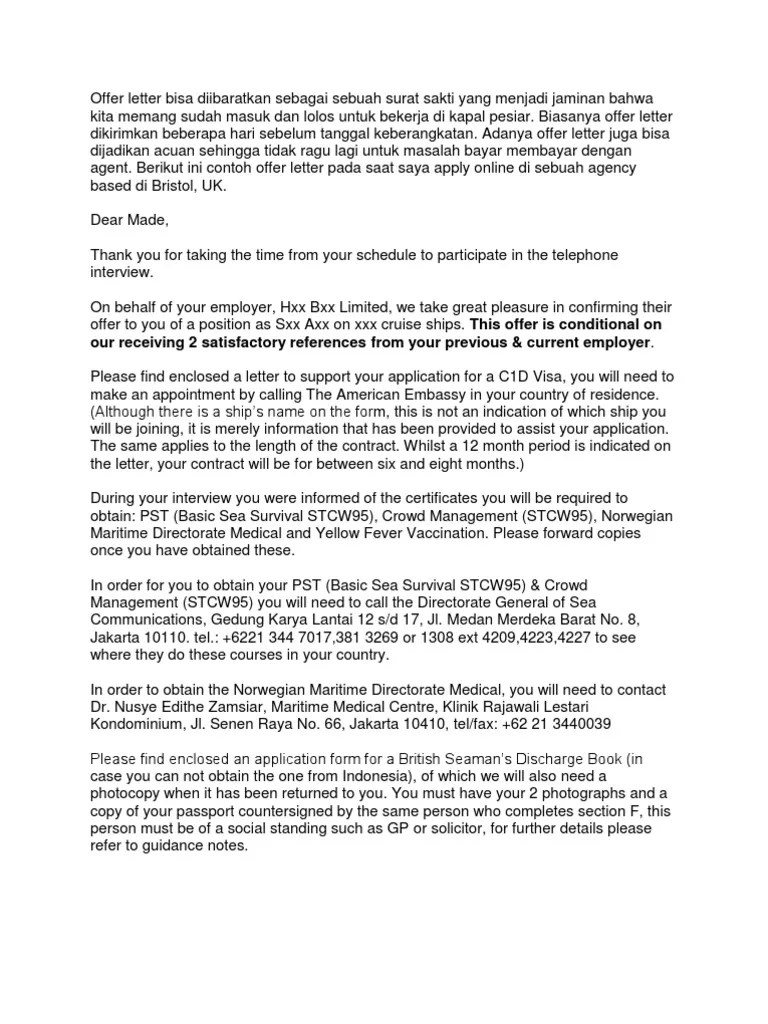 I am writing to confirm my acceptance of your employment offer on april 20 and to tell you how delighted i am to be joining xyz corporation in chicago. Contoh Offer Letter Pdf Government
