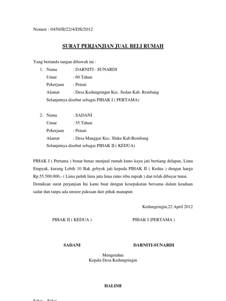 Kamu harus tahu untuk mempermudah akad! Surat Perjanjian Jual Beli Rumah Pdf