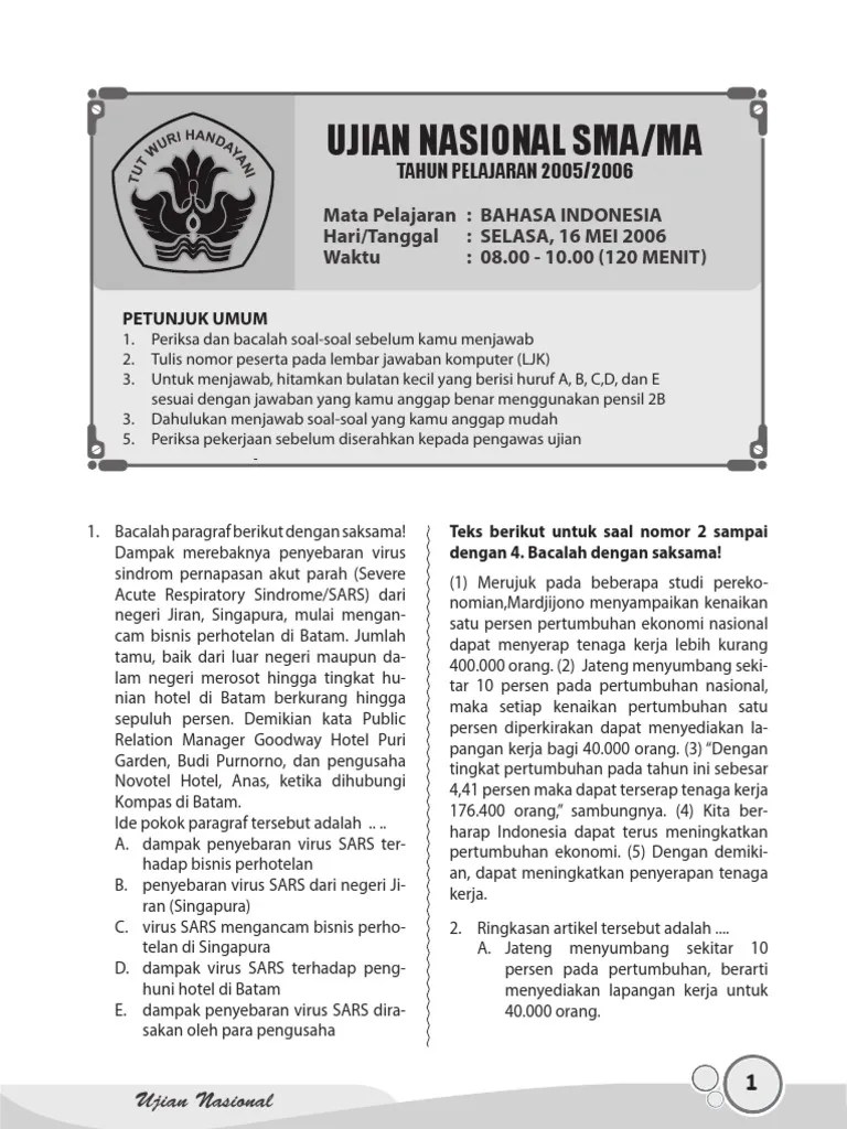 Soal dan kunci jawaban us sma mata pelajaran bahasa indonesia prodi bahasa . Soal Un Bahasa Indonesia Sma Ipa 2011 Dan Pembahasannya Beinyu Com