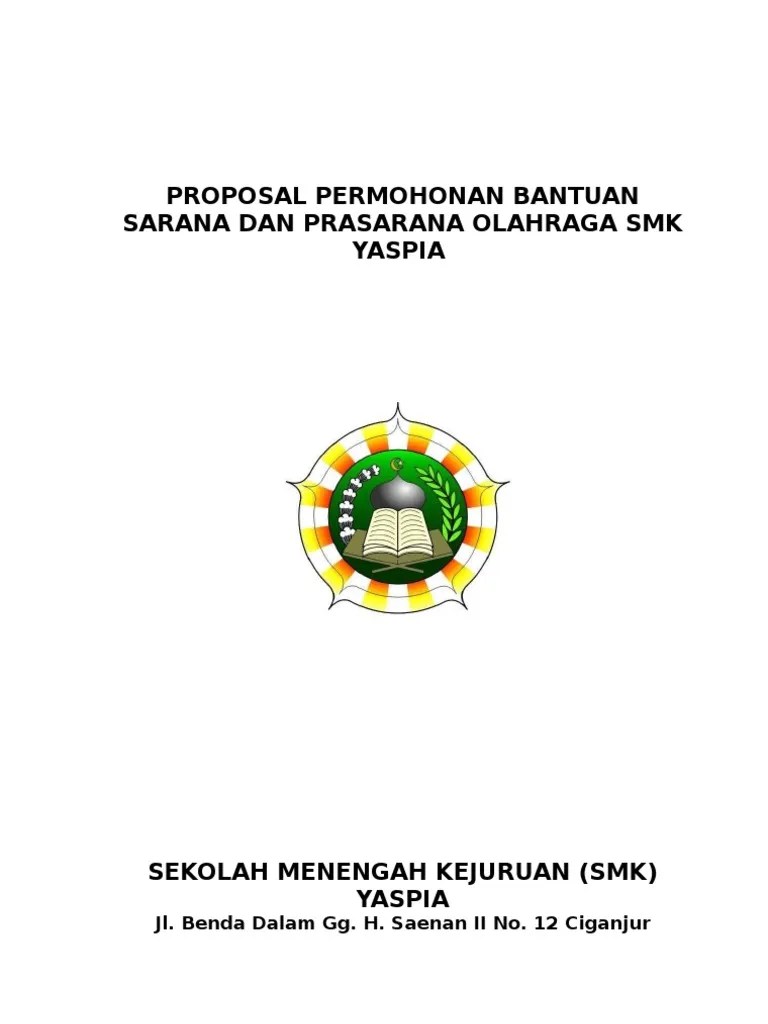 Contoh proposal permohonan bantuan dana untuk olahraga. Sampul Permohonan Bantuan Alat Olahraga Pdf