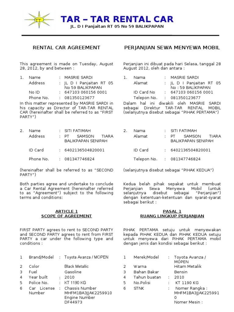 5.1 the licensee may make improvements. Surat Perjanjian Kerja In English
