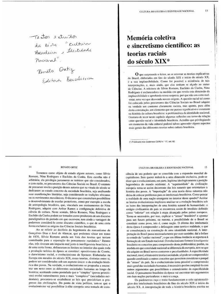 Cultura Brasileira E Identidade Nacional | PDF