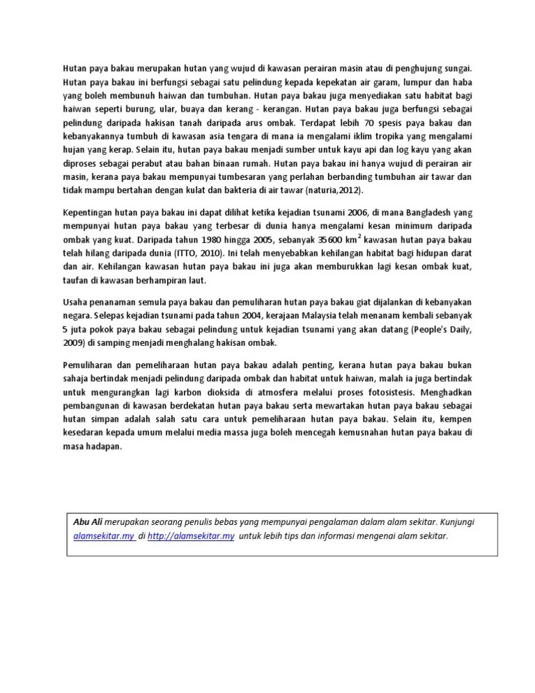 3) buatan manusia a) akuakultur. Kepentingan Hutan Paya Bakau Pdf