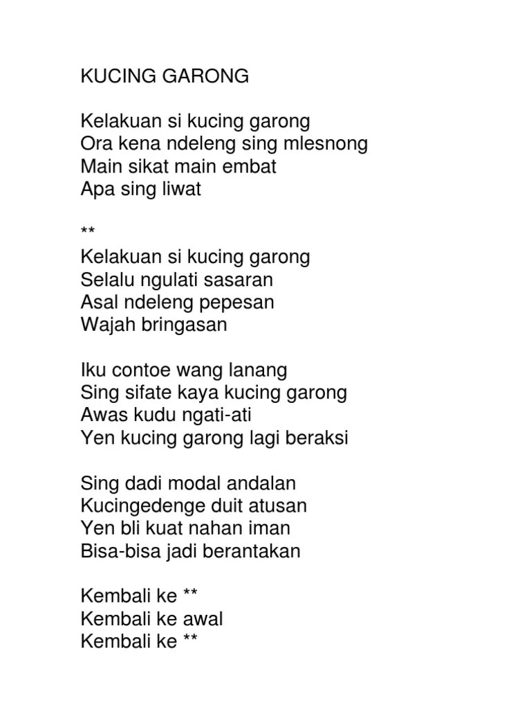 Lirik Lagu Kucing Garong Trio Macan