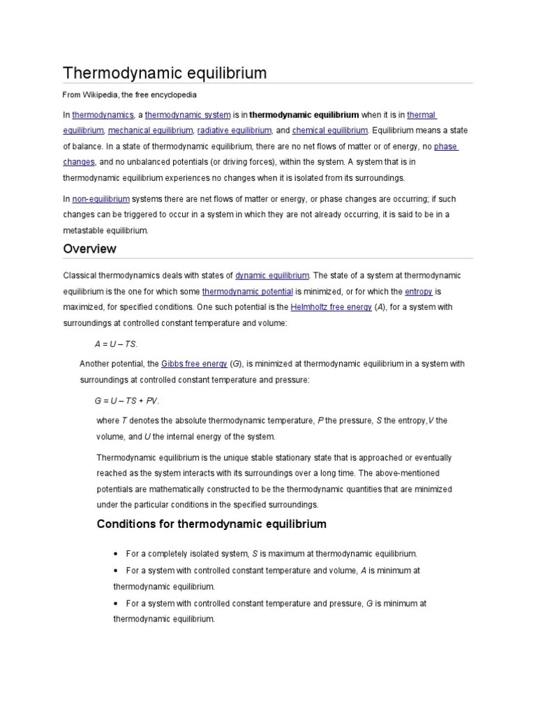 Thermodynamic Equilibrium | PDF | Thermodynamic Equilibrium | Thermodynamics