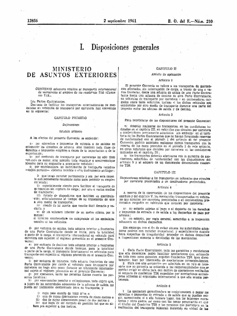 Convenio Aduanero Relativo Al Transporte Internacional De Mercancías Al ...