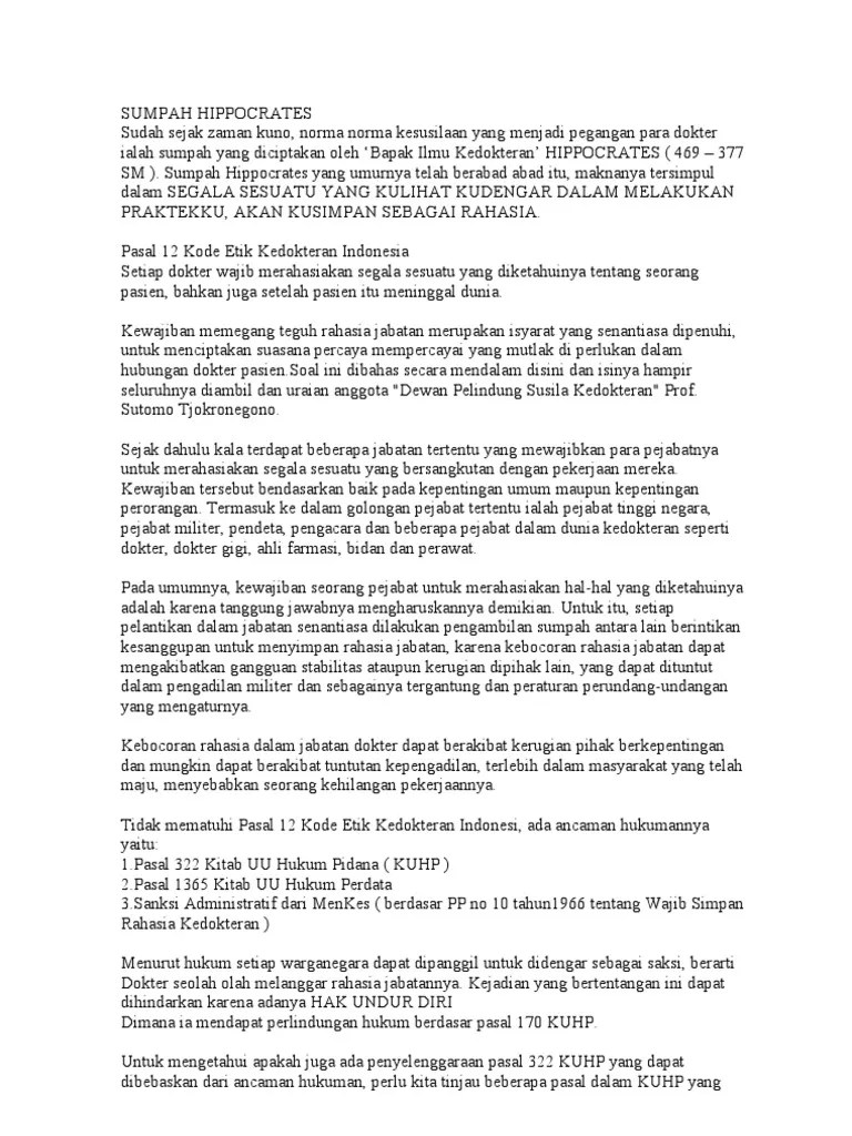 Sumpah Hipocrates | PDF