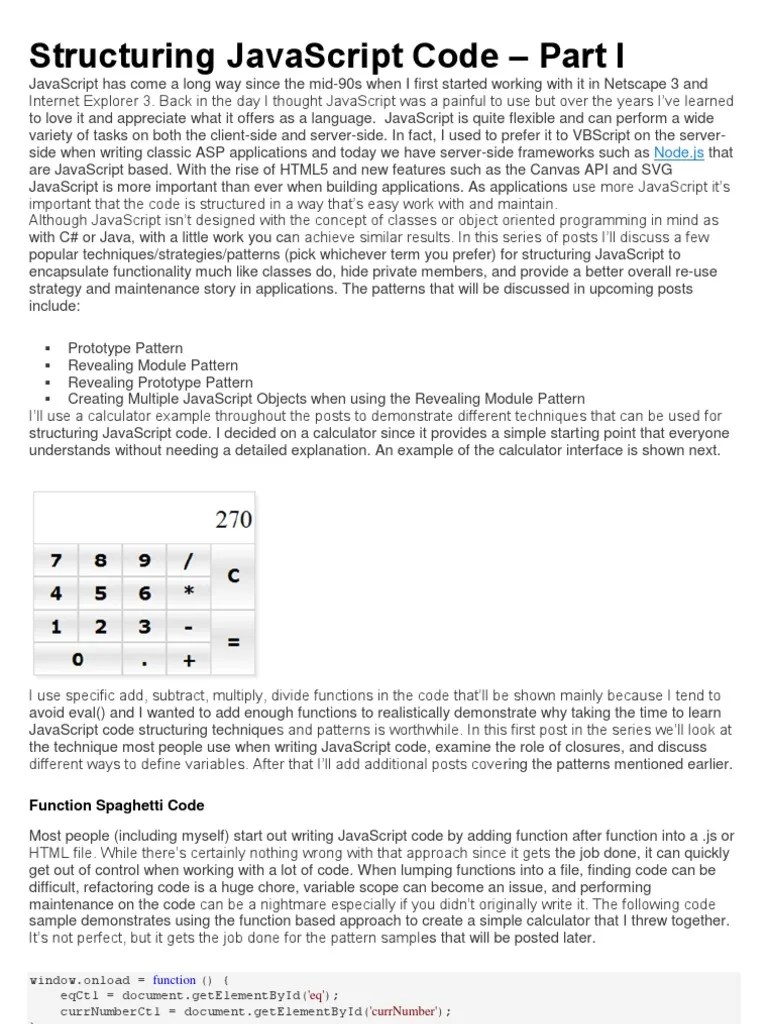 Structuring JavaScript Code | PDF | Java Script | Scope (Computer Science)