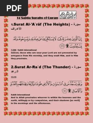 Sajda 14 Pdf Surah Prophets And Messengers In Islam Summary Quran All Surah names.