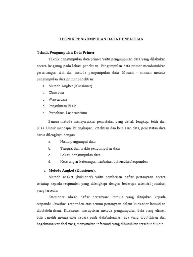 Pengumpulan Data Penelitian | PDF