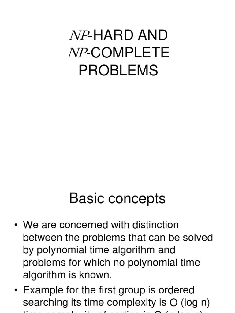 NP-HARD ANDvNP-COMPLETE VPROBLEMS | Time Complexity | Computational ...