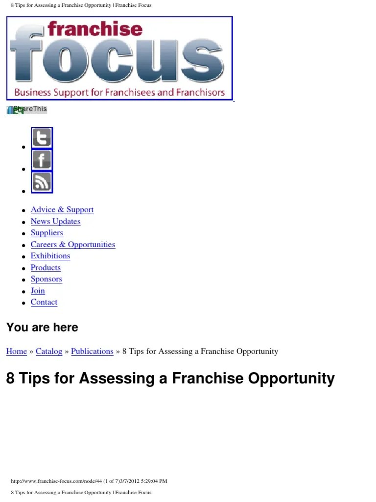 8 Tips For Assessing A Franchise Opportunity | PDF | Franchising | Business