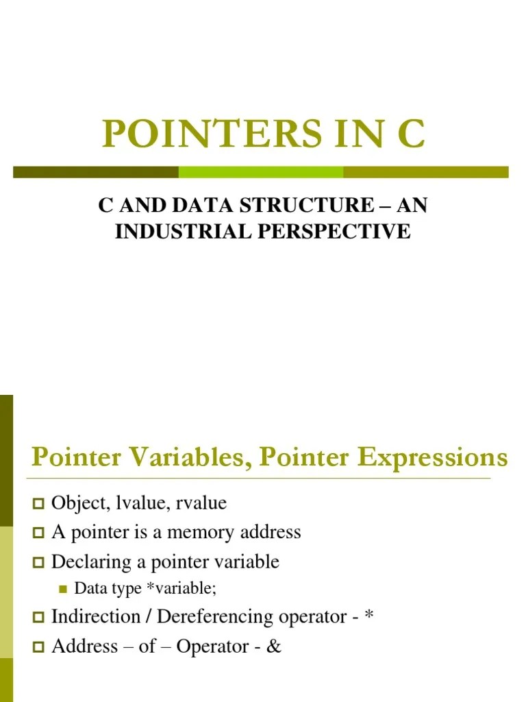 Pointers In C: C And Data Structure - An Industrial Perspective | PDF ...