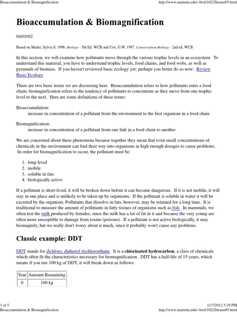 Bioaccumulation & Biomagnification | PDF | Ddt | Pesticide