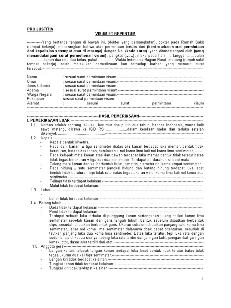 Contoh Visum Et Repertum | PDF