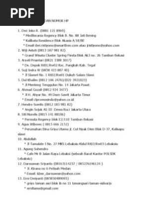 27 Nomor Telepon Pengusaha Emas Info Uang Online 0261 207337.