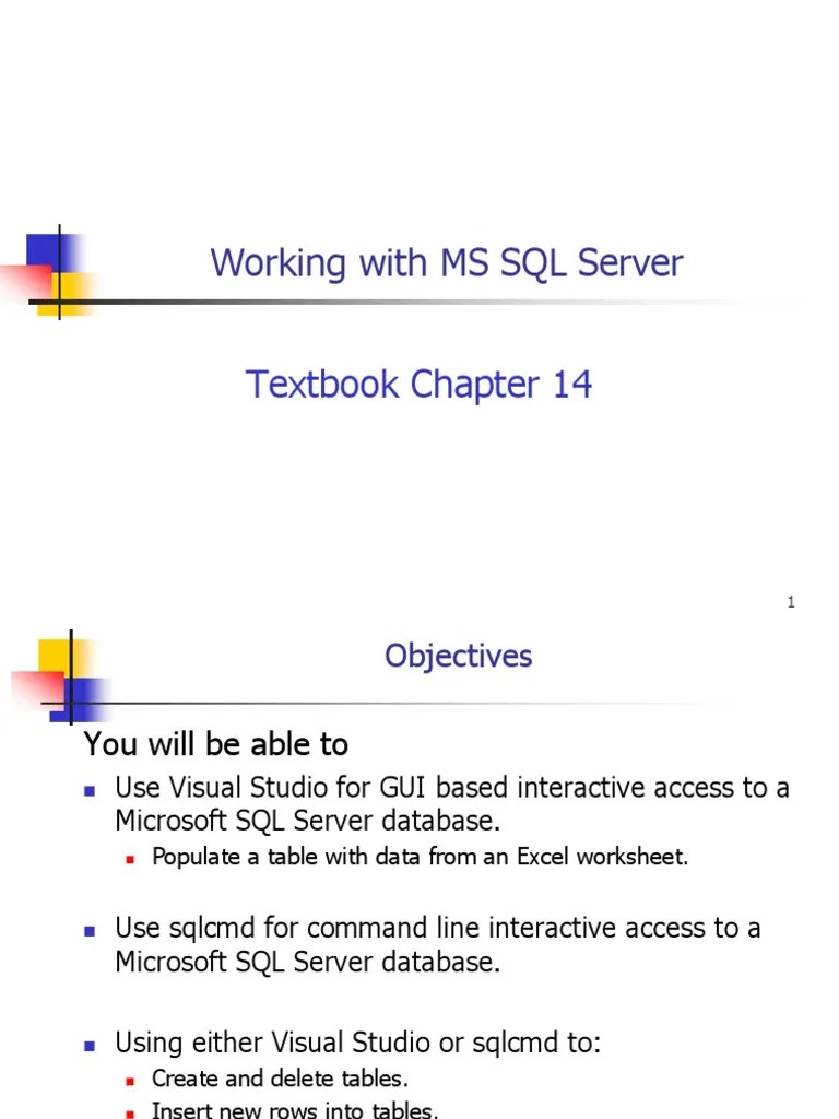 Working With MS SQL Server: Textbook Chapter 14 | PDF | Microsoft Sql ...