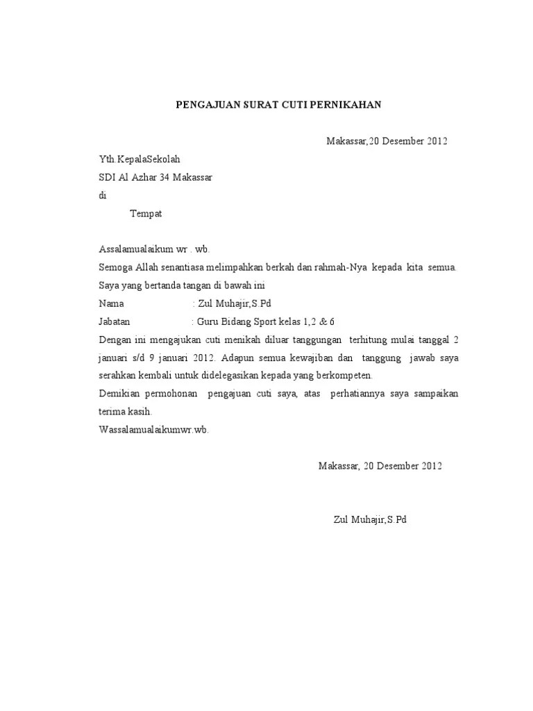 Featured image of post Surat Cuti Menikah Karyawan