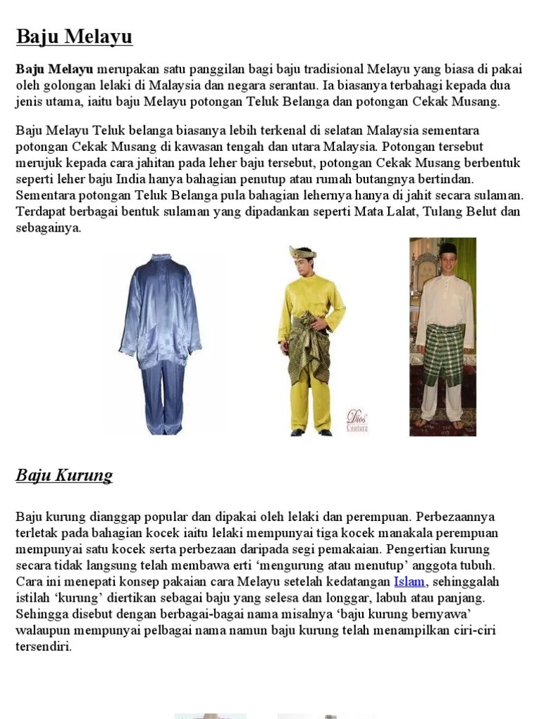 Baju melayu merupakan sejenis pakaian tradisional yang berasal dari malaysia. Baju Melayu Pdf