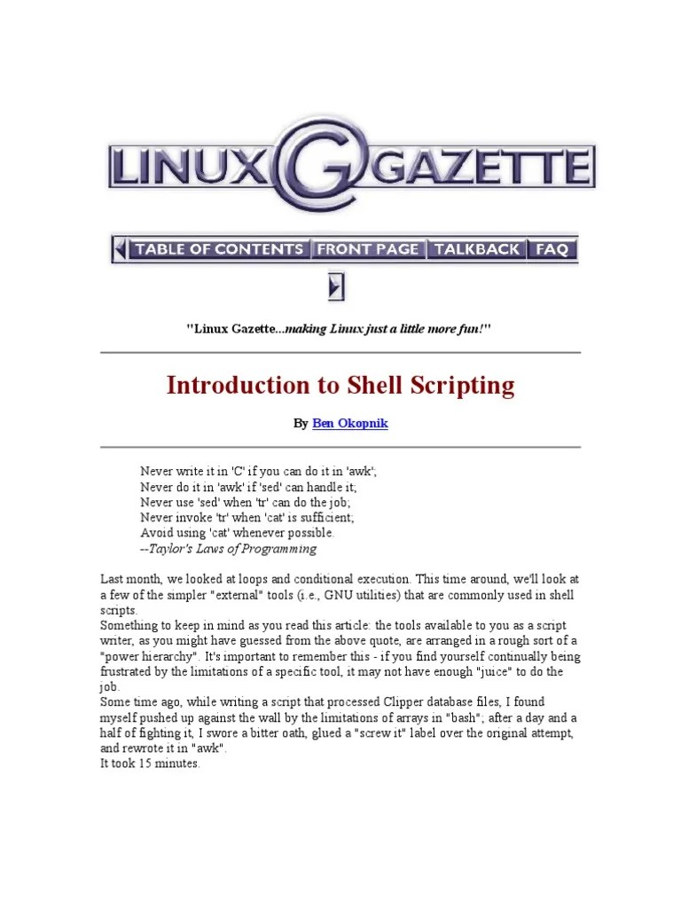 Introduction To Shell Scripting: 