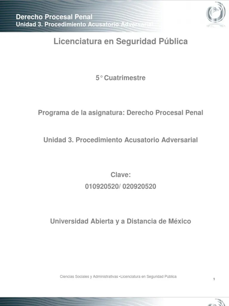 Unidad 3. Procedimiento Acusatorio Adversarial | PDF | Procedimiento ...