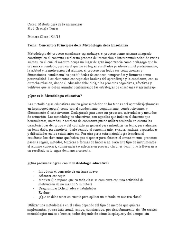 METODOLOGIA DE LA ENSENANZA | Metodología | Aprendizaje