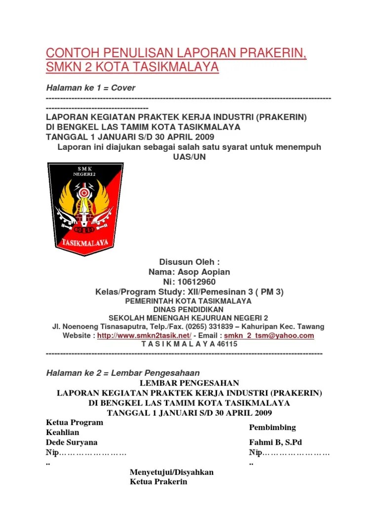 Contoh Penulisan Laporan Prakerin | PDF