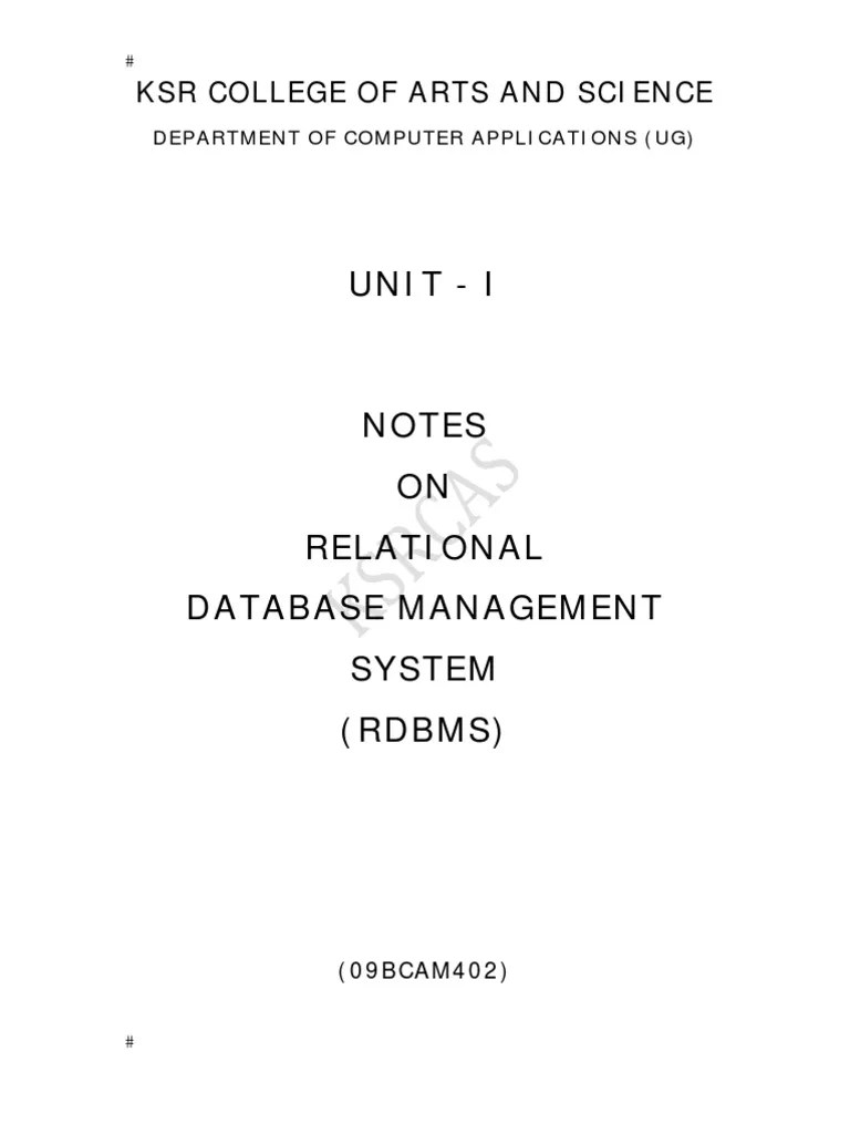 Rdbms Basic Notes | PDF | Databases | Relational Model