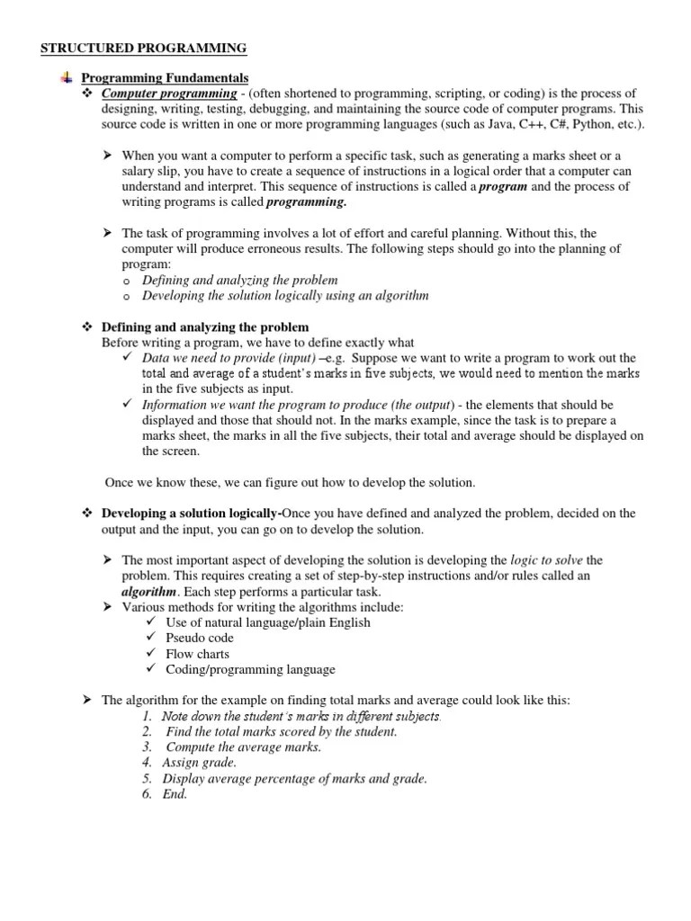 Structured Programming | PDF | Subroutine | Computer Program