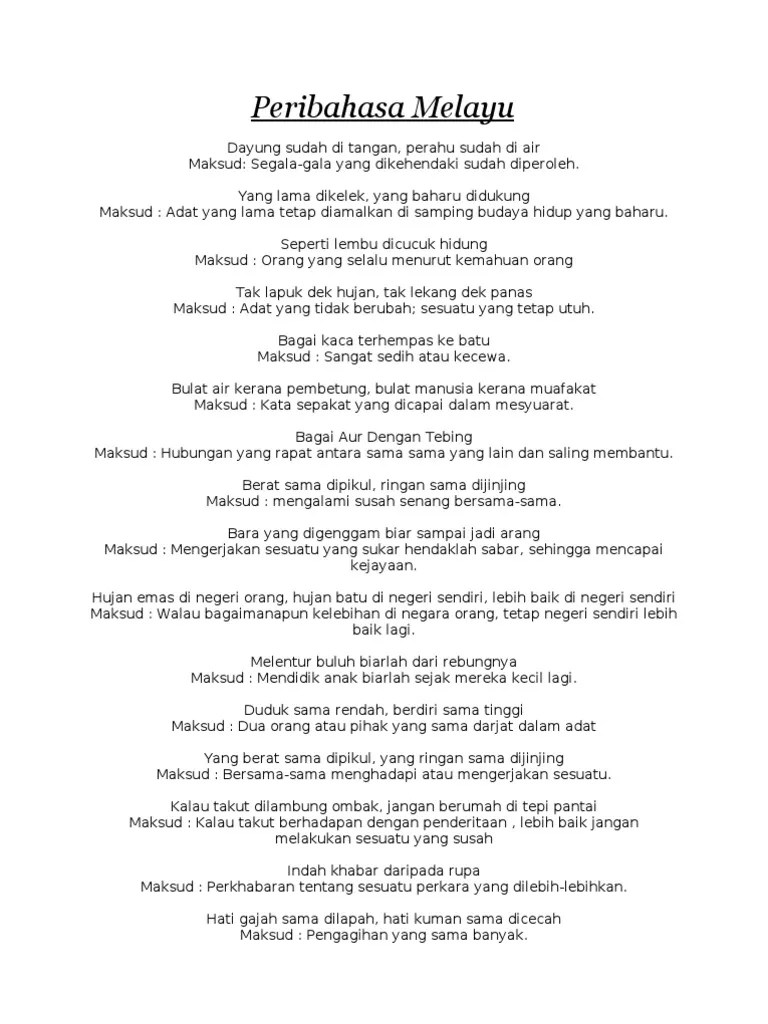 Bagai kaca terhempas ke batu. Peribahasa Melayu Pdf