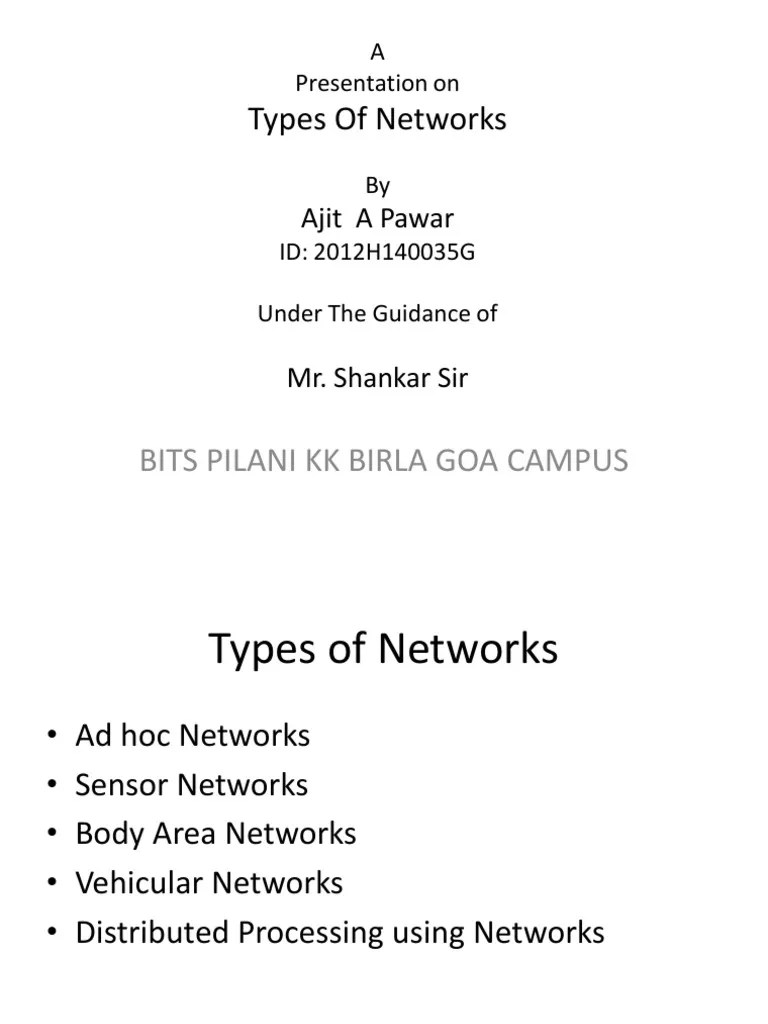 Types Of Wireless Networks - PPT | PDF | Wireless Ad Hoc Network | Wireless Sensor Network
