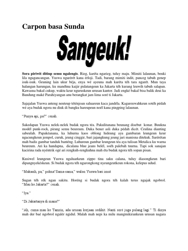 Sunda atau carita pondok (carpon). Carpon Basa Sunda