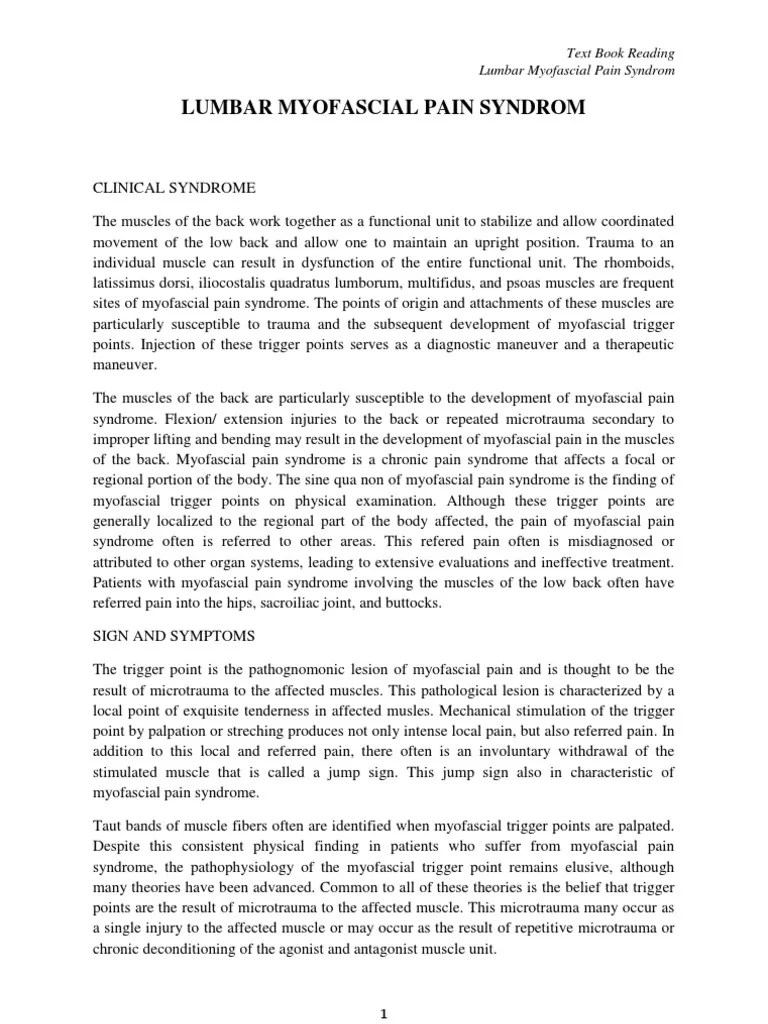 Lumbar Myofascial Pain Syndrome | PDF | Myofascial Trigger Point | Pain