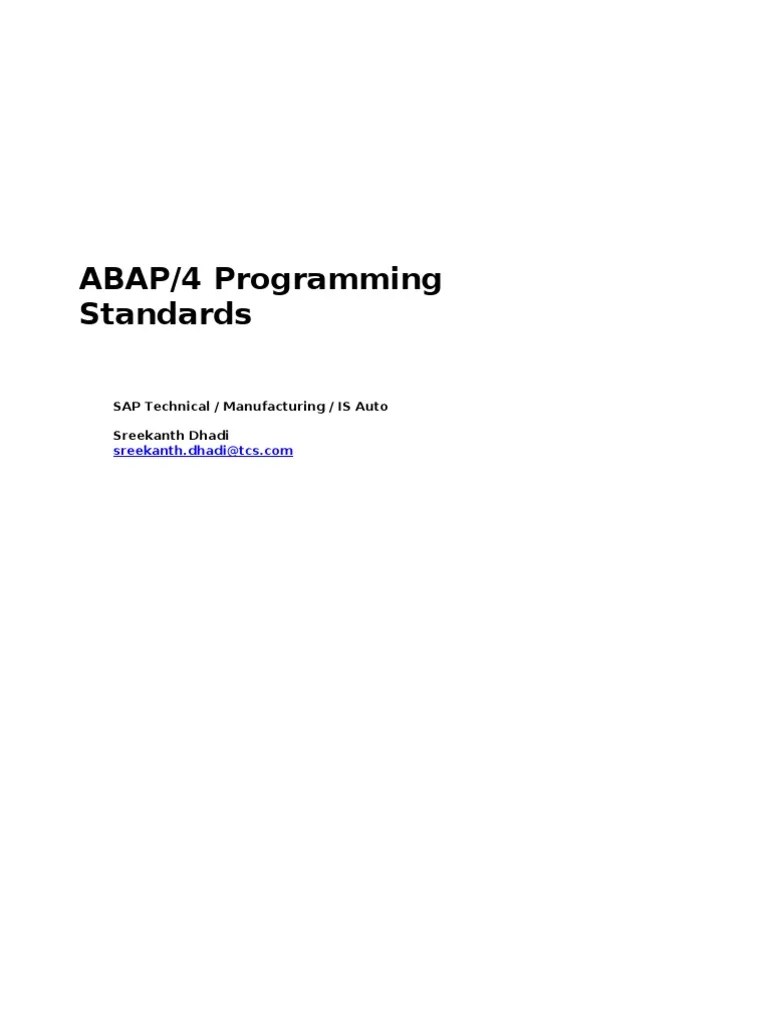 ABAP Programming Standards PDF | PDF