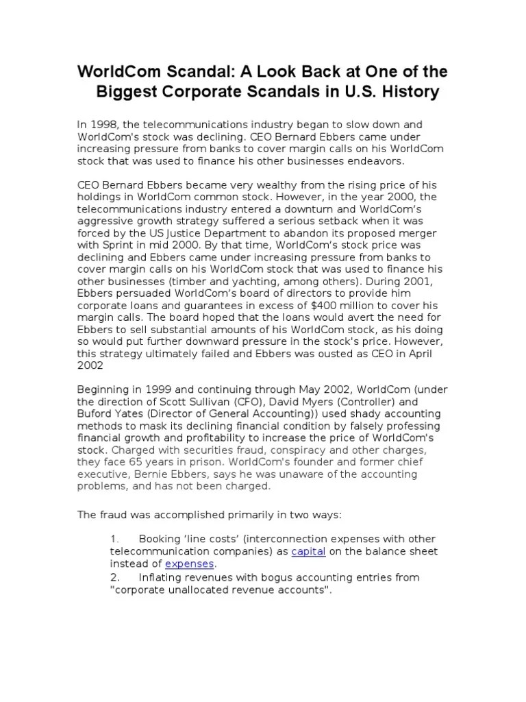 WorldCom Scandal | PDF | Corporate Law | Corporations