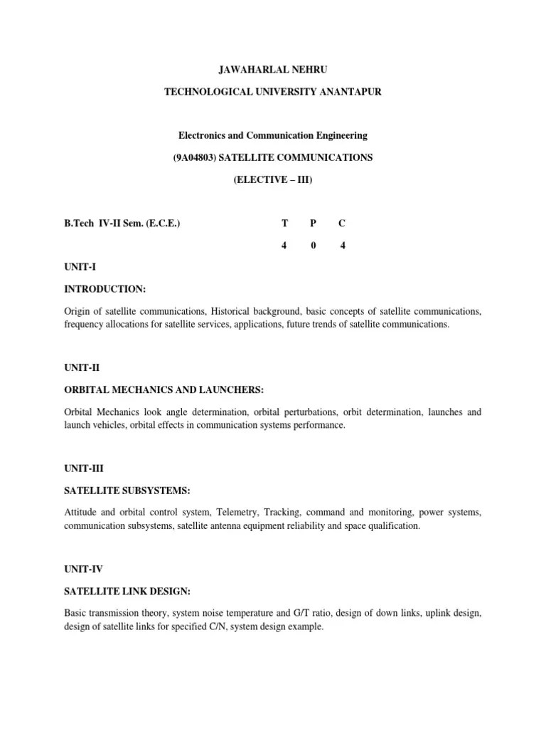 Satellite Communication Syllabus | PDF | Satellite | Global Positioning ...
