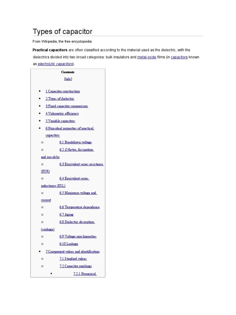 Types Of Capacitor Capacitor Physical Quantities