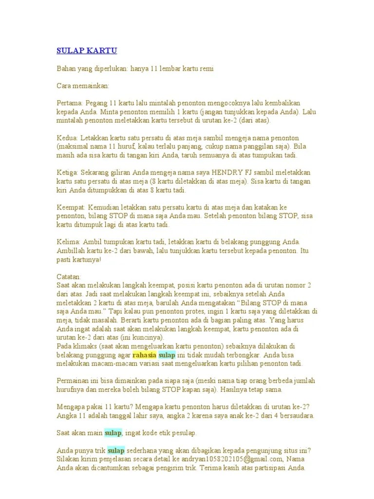 Sulap Kartu | PDF