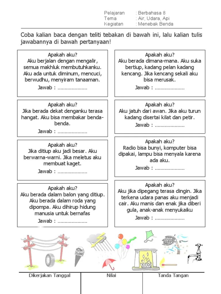 Air, udara, api sub tema : Lembar Tugas Air Udara Api Pdf