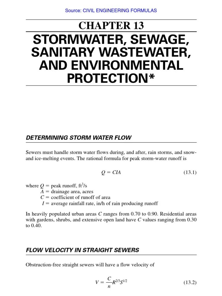 13 Stormwater Sewage Sanitary Wastewater And Environmental