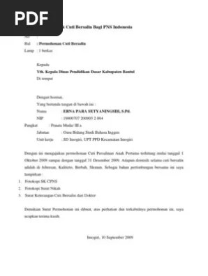 Untuk kamu seorang karyawan yang hamil dan akan melahirkan,. Contoh Surat Untuk Cuti Bersalin Bagi Pns Indonesia Pdf