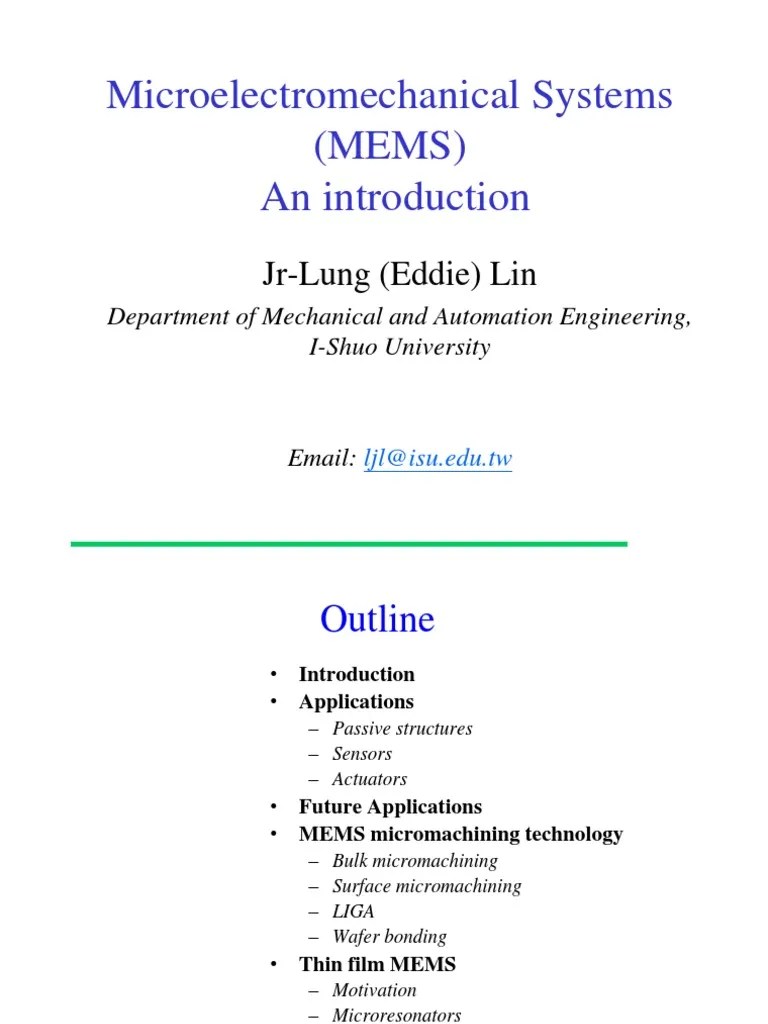 Mems Ppt Microelectromechanical Systems Thin Film