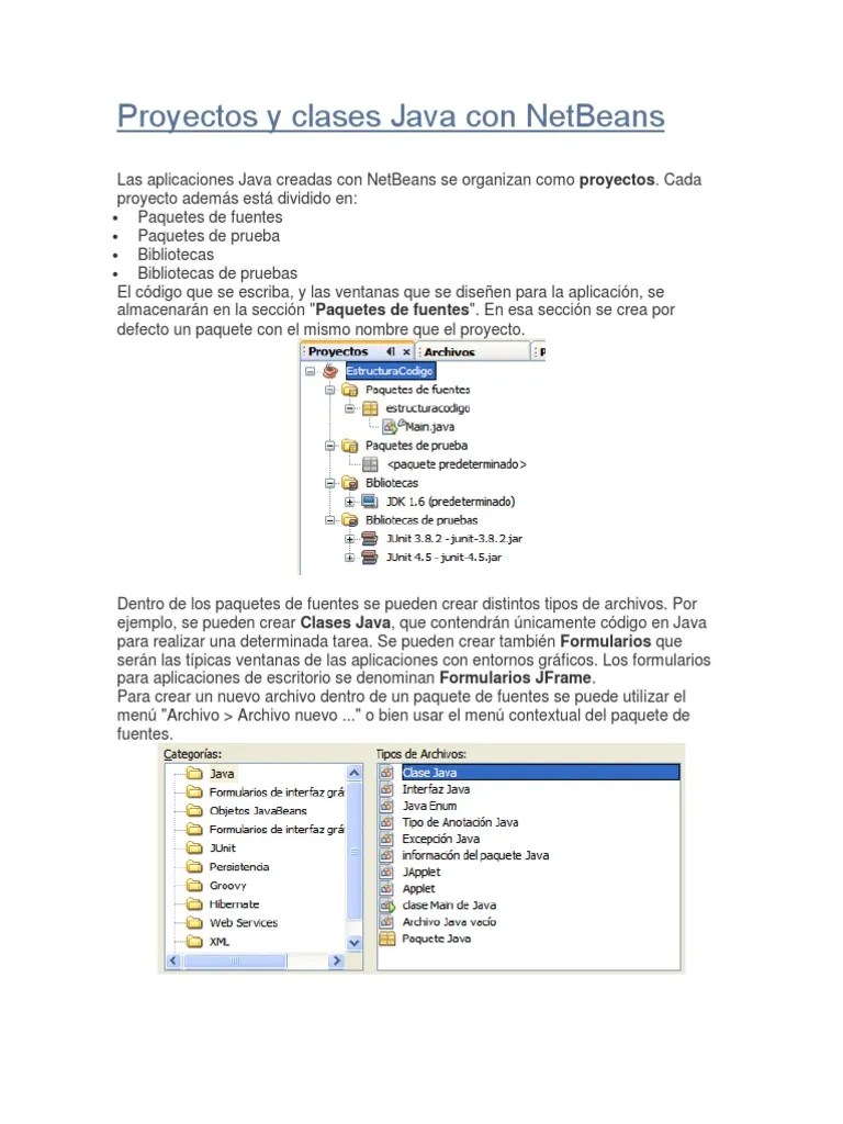 Proyectos Y Clases Java Con NetBeans | PDF | Java (lenguaje De ...