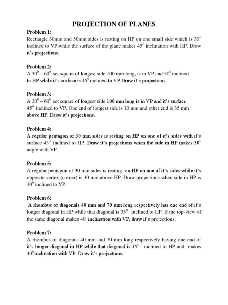 Projection Of Planes: Problem 1 | PDF | Polytopes | Elementary Mathematics