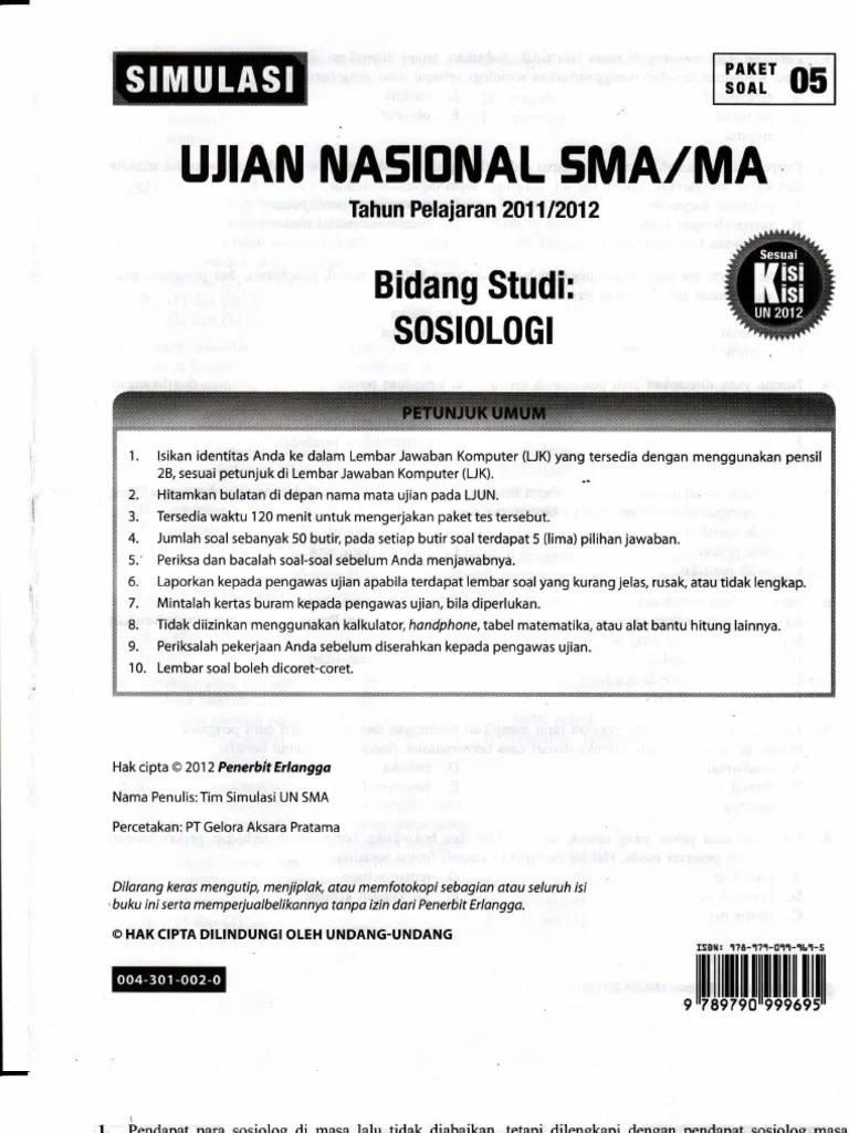 Kontroversi un sma/smk/ma 2014sunting . Simulasi Prediksi Soal Un Sosiologi Pdf